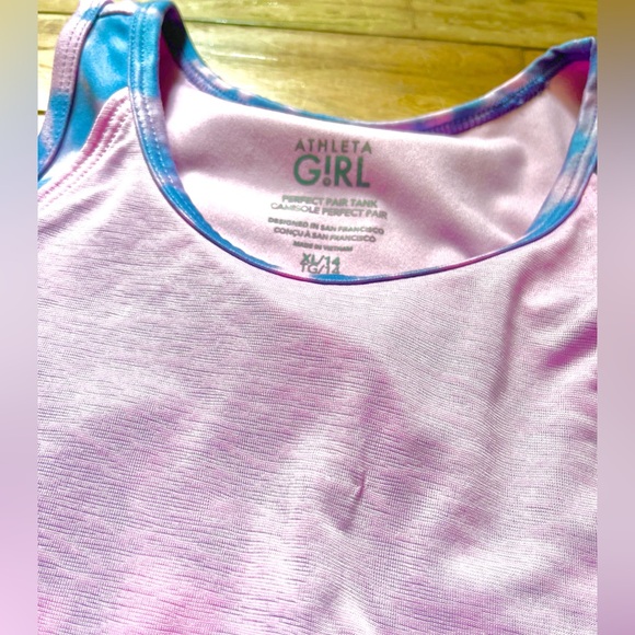 Athleta Girl “Run the World” Purple/Blue/Pink Tie-Dye Tank Top Girls 14 XL - Picture 10 of 14